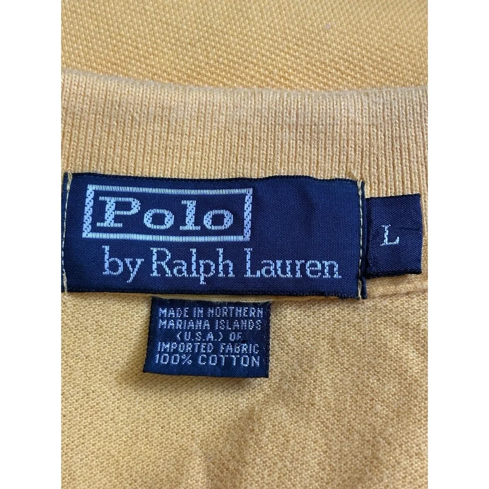 Polo Ralph Lauren‎ Men's L Yellow Classic Piqué Polo Shirt 🐎 Vintage Prep